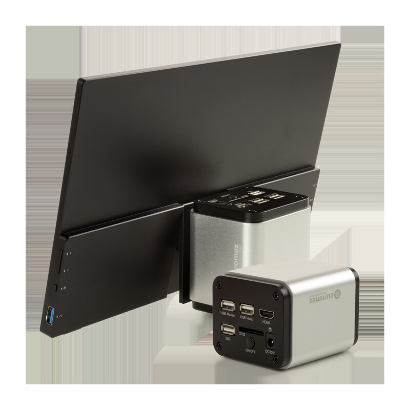Euromex Camera VC.3039-HDS, color, 1/2.8", 1.45 µm, 60/30 fps, 8 MP, HDMI/USB, 13-Zoll-HD-Bildschirm