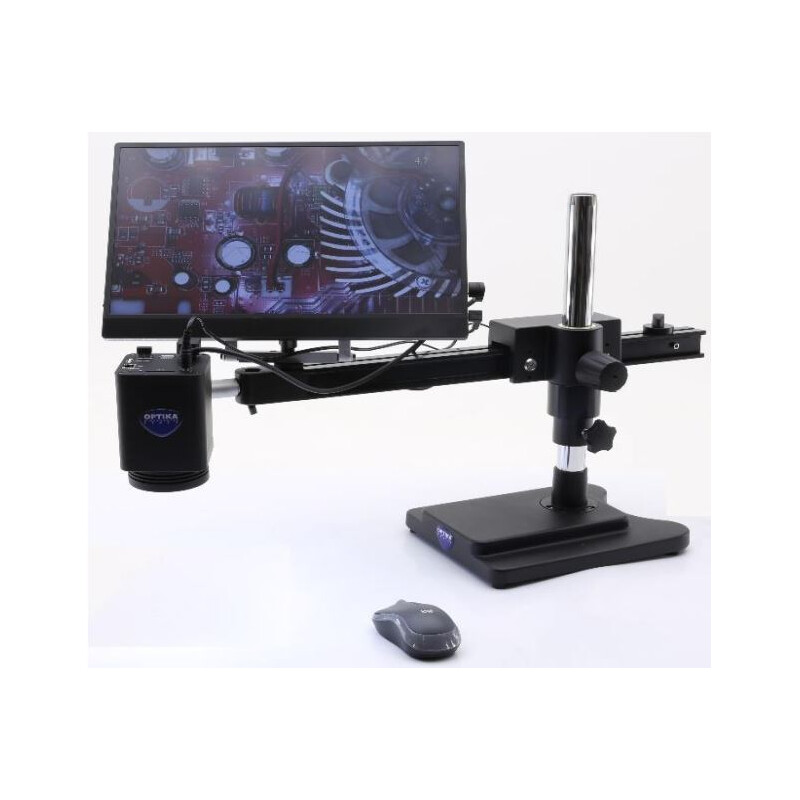 Optika Microscope IS-4K2, zoom opt. 1x-18x, Autofocus, 8 MP, 4K Ultra HD, overhanging stand, 15.6" screen