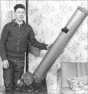 Barry Pemberton in the year 1961, with his first self-constructed telescope
