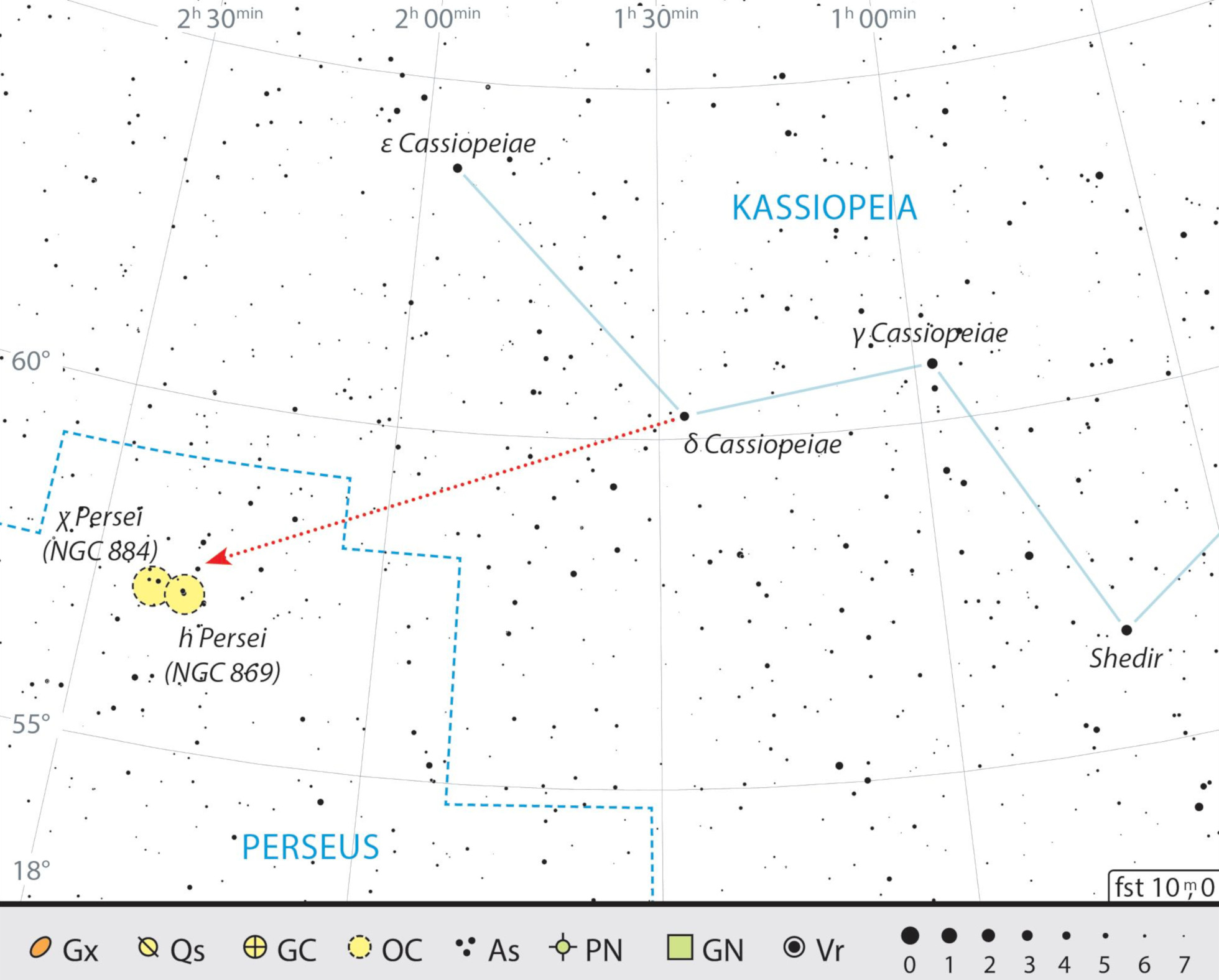 Finding chart for the Double Cluster h and χ Persei. J. Scholten