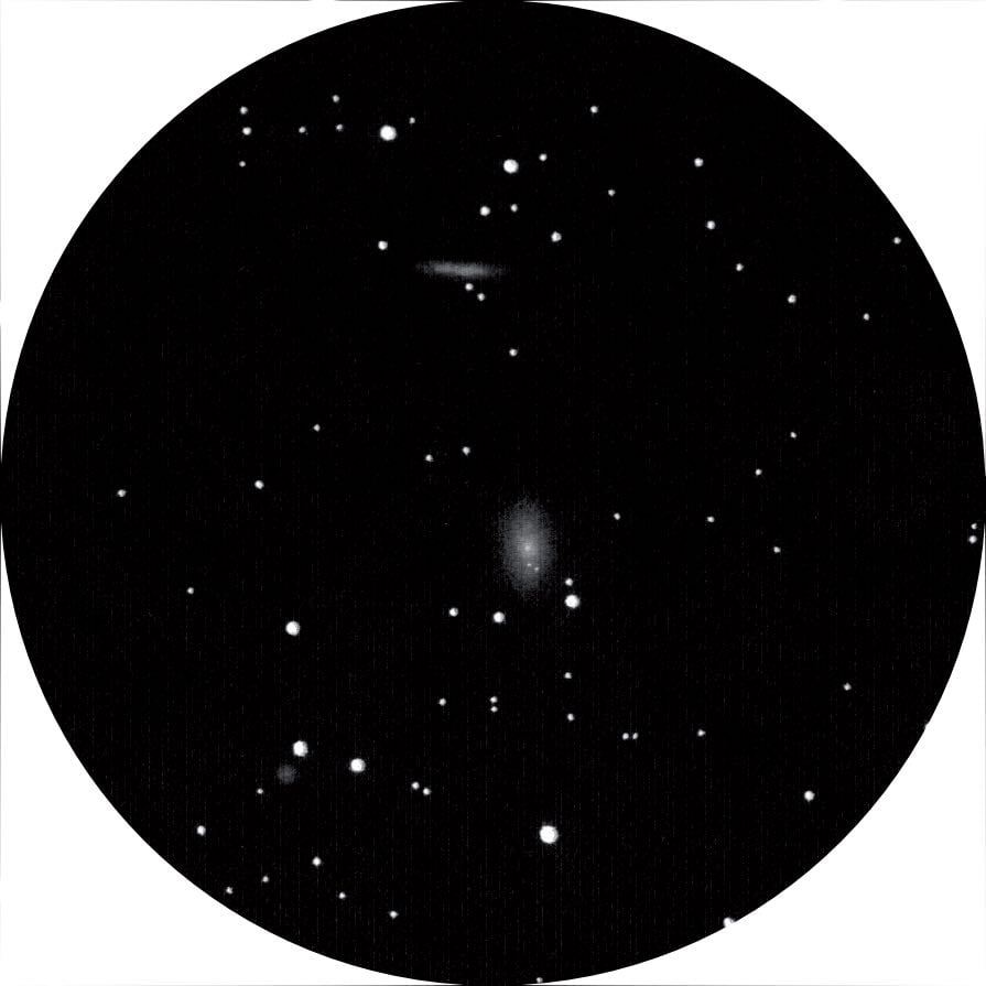 Drawing of M81 and M82 taken using a 4-inch Dobsonian at 16× magnification. Peter Kiss