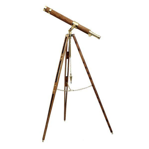 The Glass Eye Brass telescope Cape Cod Designer Series Tripod made of Oak