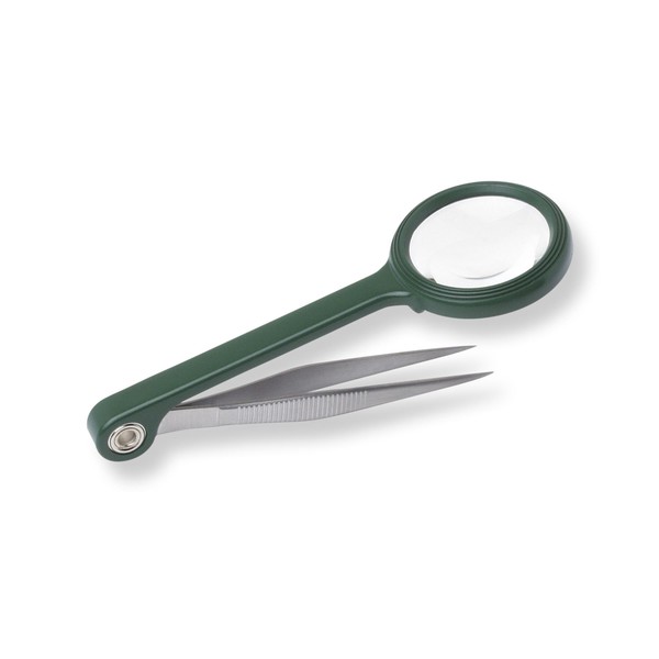Carson MagniGrip 4x magnifying glass with tweezers