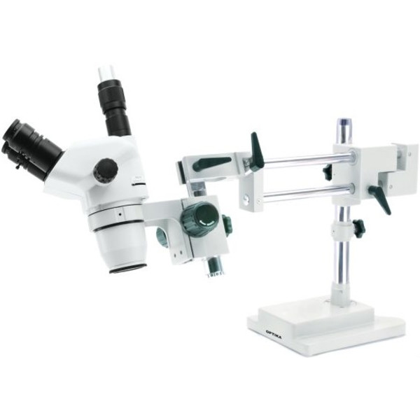 Optika Stereo zoom microscope SZN-10 trinocular, 7X-45X, with overhanging stand