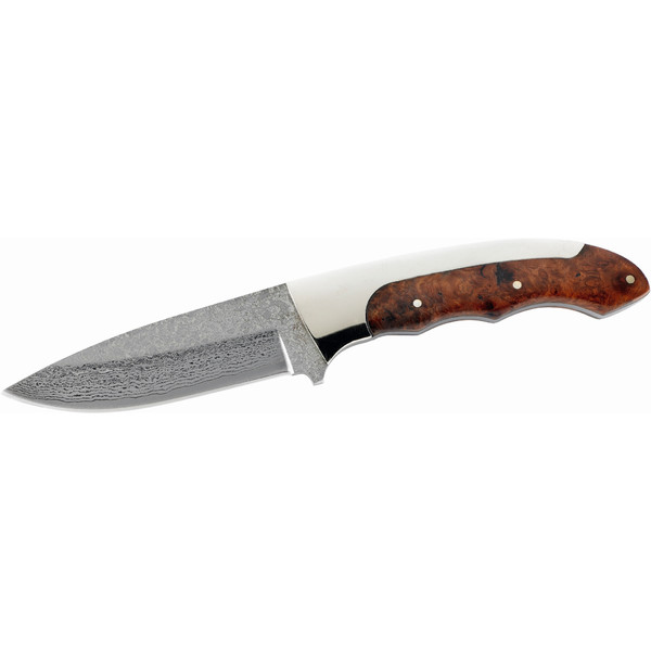 Herbertz Knives Damascene knife, nickel-silver root-wood grip, 107409