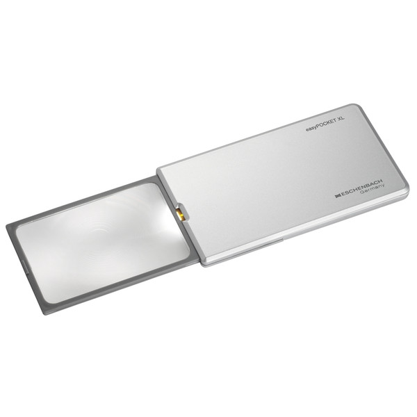 Eschenbach Magnifying glass easyPocket XL illuminated magnifier, 75x50mm 2.5X, silver