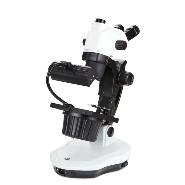 Euromex NZ.1703-GEMF, 6.7X to 45X, gemology microscope, 30W 6V halogen transmitted lighting, 7W fluorescent gas discharge lamp incident illumination