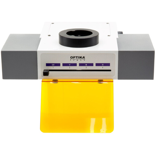 Optika M-1031 fluorescence microscopy attachment, 4-position, LED, blue, green filter (FITC & TRITC)