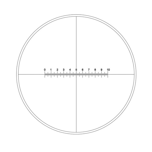 Motic Reticle with 100/10mm , crosshair, Ø19mm (RedLine100)