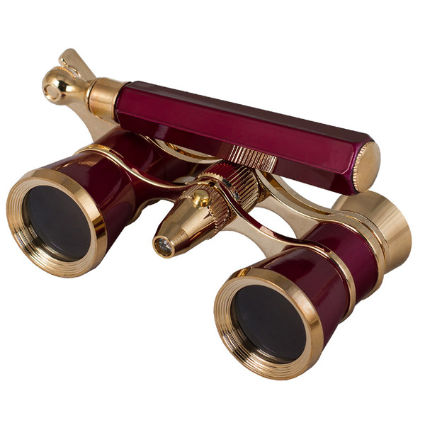 Levenhuk Opera glasses Broadway 3x25 red (lorgnette with LED light)