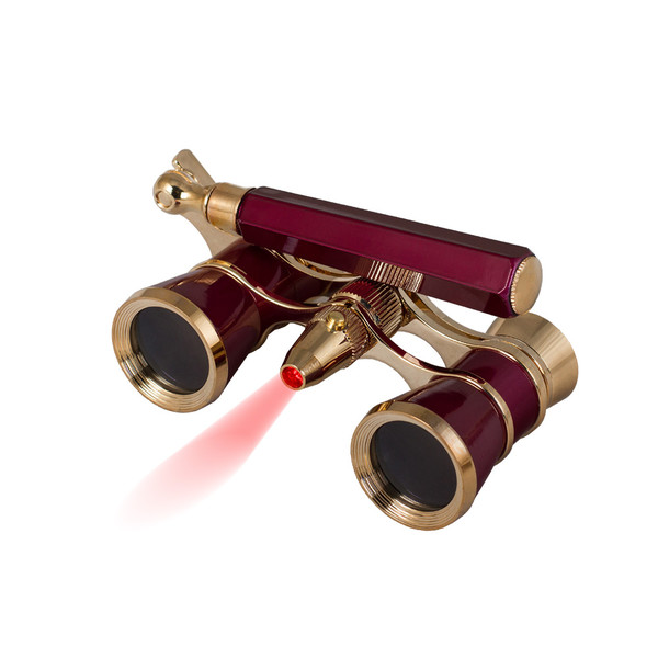 Levenhuk Opera glasses Broadway 3x25 red (lorgnette with LED light)