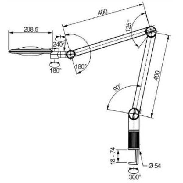 Eschenbach Magnifying glass Lupenleuchte varioLED+, 6D, 2,5x, Ø132mm, AA70mm