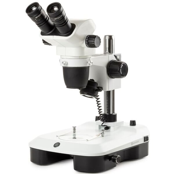 Euromex Stereo zoom microscope NZ.1702-M, 6.5-55x, Column, Transmitted light, Binocular, Mirror for Dark field, Embryology