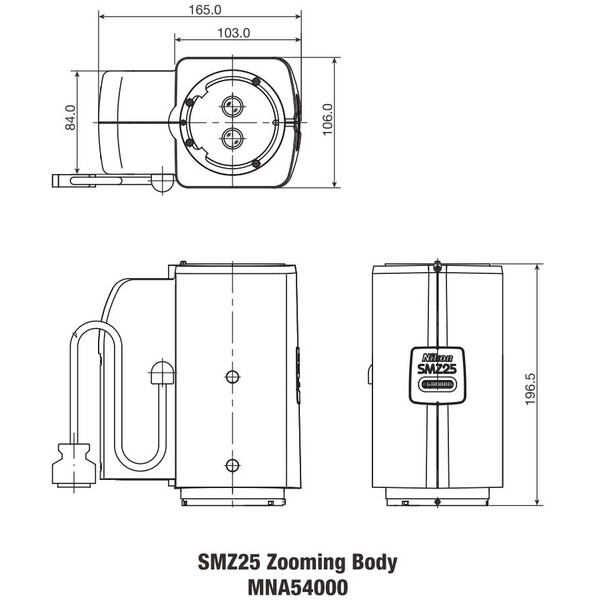 Nikon SMZ25, motorized, parallel optics, Achromat, Zoom Head, bino, 6.3-157.5x, click stop, ratio 25:1, 15°