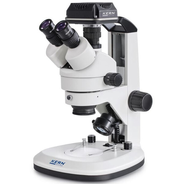 Kern Microscope OZL 468C825, Greenough, Zahnstange, 7-45x, 10x/20, Auf-Durchlicht 3W LED, Kamera 5MP, USB 2.0