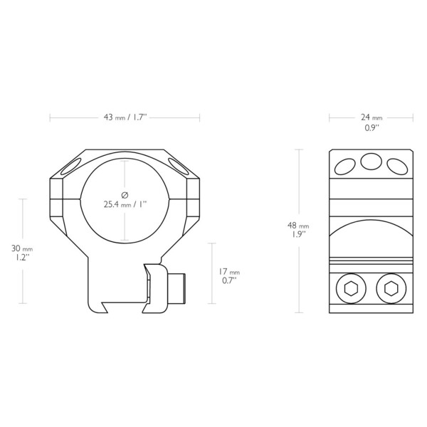 HAWKE Taktische Ringmontage 9-11mm 1Zoll Hoch