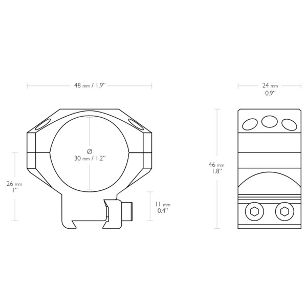 HAWKE Taktische Ringmontage 9-11mm 30mm Mittel