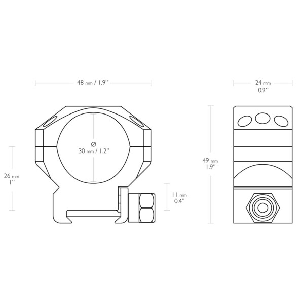 HAWKE Montaggio ad anello tattico Weaver 30 mm medio