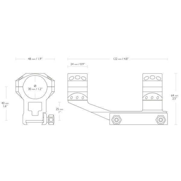 HAWKE Montaggio ad anello tattico 5 cm di offset Weaver 30 mm in alto