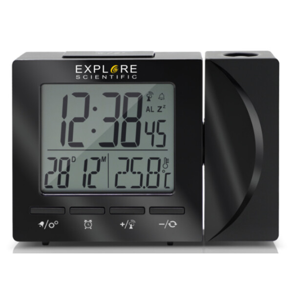 Explore Scientific Weather station Radio-controlled projection clock with indoor temperature