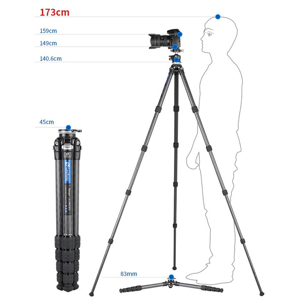Leofoto Carbon tripod LS-255CEX Ranger mit Nivelliereinrichtung + Videoneiger BV-5