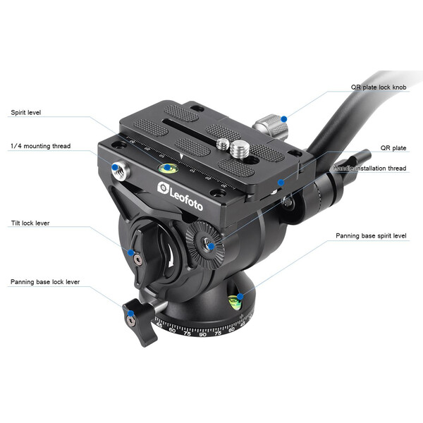 Leofoto Carbon monopod MF-324C + VD-04 pan-tilt foot + BV-10 video tilt head