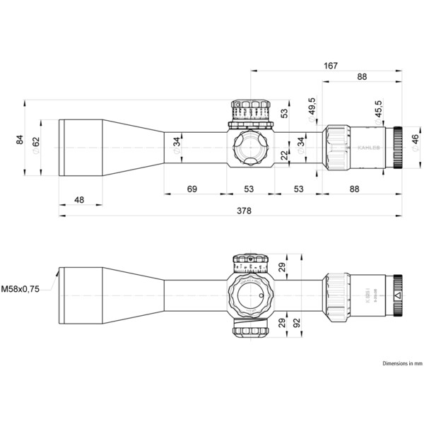 Kahles Riflescope K525i 5-25x56, Mil4+, cw, rechts
