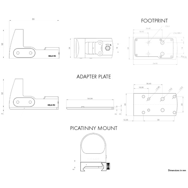 Kahles Riflescope Leuchtpunktvisier HELIA RD Picatinny/Weaver Mount, 2 MOA Dot