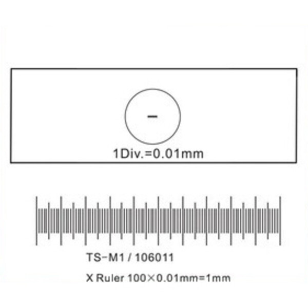 ToupTek Micrómetro de objetos, líneas (X) 1 mm/100 Div.x0,01 mm