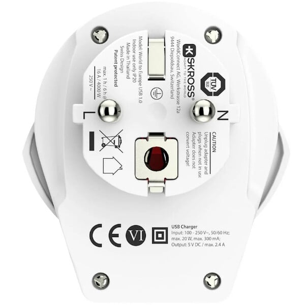 Skross Trasformatore Adattatore da viaggio World to Europe USB 1.0