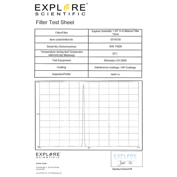 Explore Scientific Filters H-alpha 12nm 1.25"