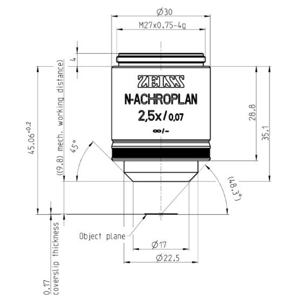 ZEISS Objective N-Achroplan 2.5x/0.07 M27