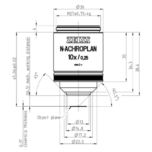 ZEISS Objective N-Achroplan 10x/0.25 M27