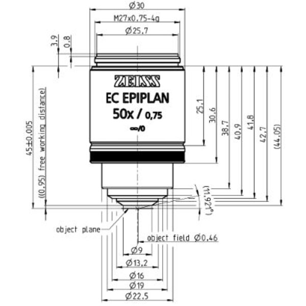 ZEISS Objective Objektiv EC Epiplan 50x/0,75 M27