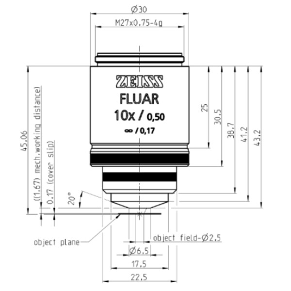 ZEISS Objective Objektiv Fluar 10x/0,5, wd=1,6mm