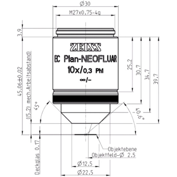 ZEISS Objective EC Plan-Neofluar, Ph1, 10x/0.3 wd=5.2mm