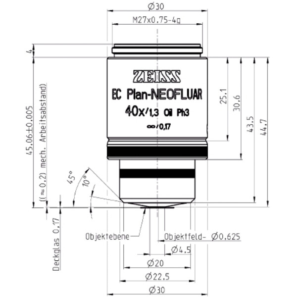 ZEISS Objective Objektiv EC Plan-Neofluar, Ph3, 40x/1,30 Oil  wd=0,21mm