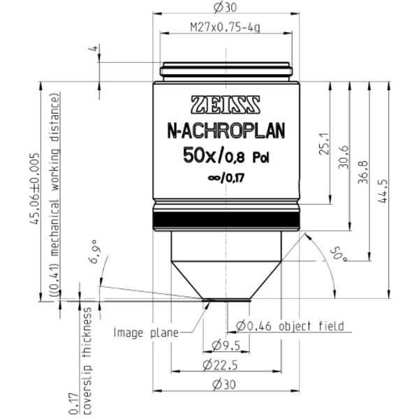 ZEISS Objective Objektiv N-Achroplan 50x/0,8 Pol wd=0,41mm