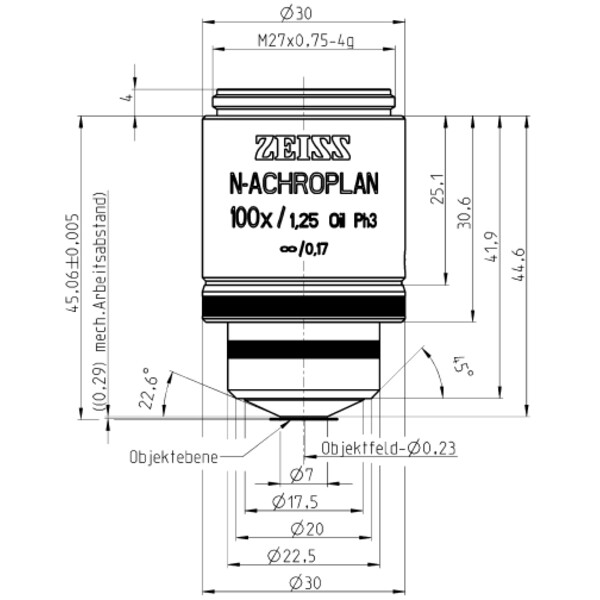 ZEISS Objective Objektiv N-Achroplan 100x/1,25 Oil Ph3 wd=0,29mm