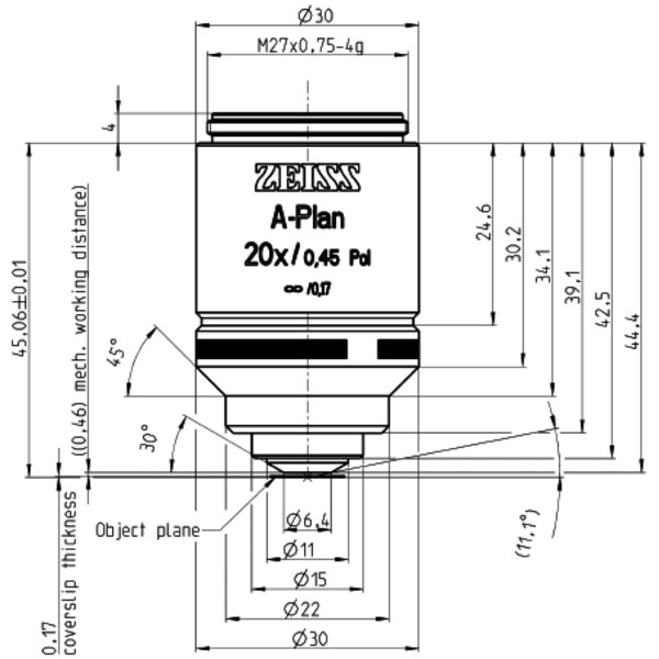 ZEISS Objective Objektiv A-Plan 20x/0,45 Pol wd=0,46mm