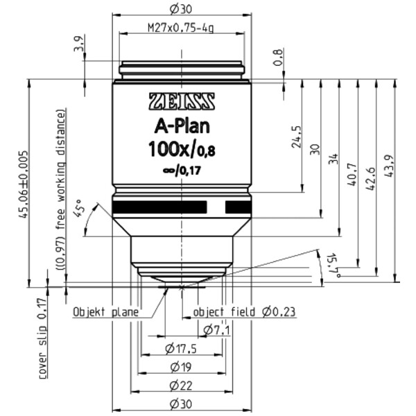 ZEISS Objective Objektiv A-Plan 100x/0,8 wd=0,97mm