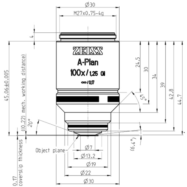 ZEISS Objective Objektiv A-Plan 100x/1,25 Oil wd=0,22mm