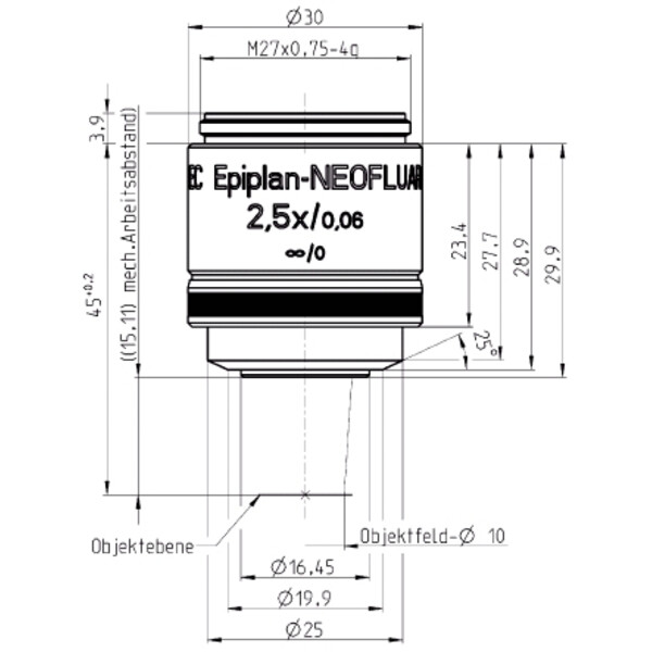 ZEISS Objective EC Epiplan-Neofluar 2.5x/0.06 wd=15.1mm