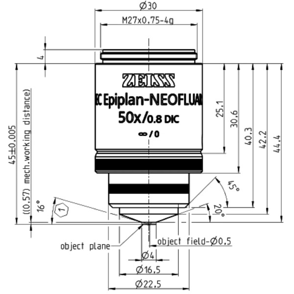 ZEISS Objective EC Epiplan-Neofluar 50x/0,8 DIC wd=0,57mm