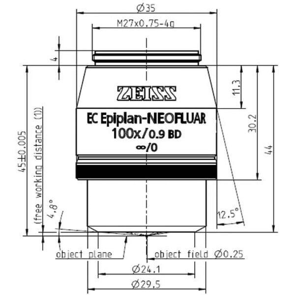 ZEISS Objective Objektiv EC Epiplan-Neofluar 100x/0,9 HD wd=1,0mm