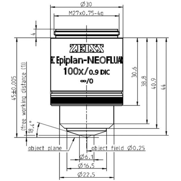 ZEISS Objective Objektiv EC Epiplan-Neofluar 100x/0.9 DIC wd=1.0mm