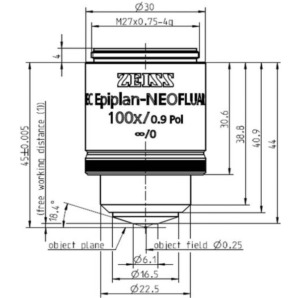 ZEISS Objective Objektiv EC Epiplan-Neofluar 100x/0,9 Pol wd=1.0mm