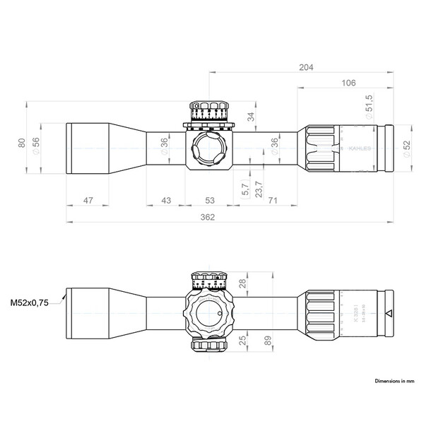 Kahles Riflescope K328i 3,5-28x50 DLR SKMR+, ccw, rechts