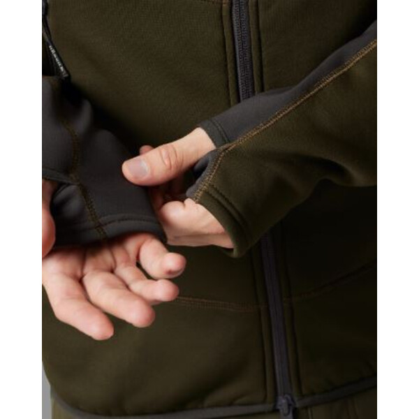 Härkila Sudadera con capucha de forro polar Deer Stalker, verde sauce/marrón sombra talla XL
