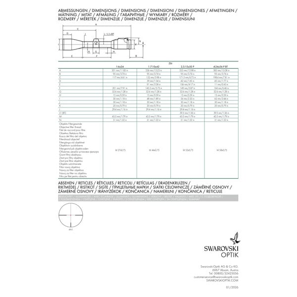 Swarovski Mira telescópica Z6i 1-6x24 L 4A-i 3.ª generación